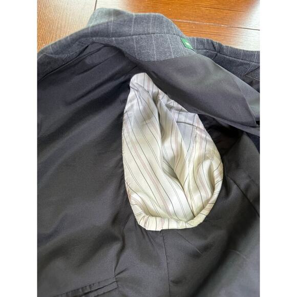 Lauren Ralph Lauren 100% Wool Gray Pinstripe 2 Button Blazer Academia Preppy 40L - Picture 8 of 13